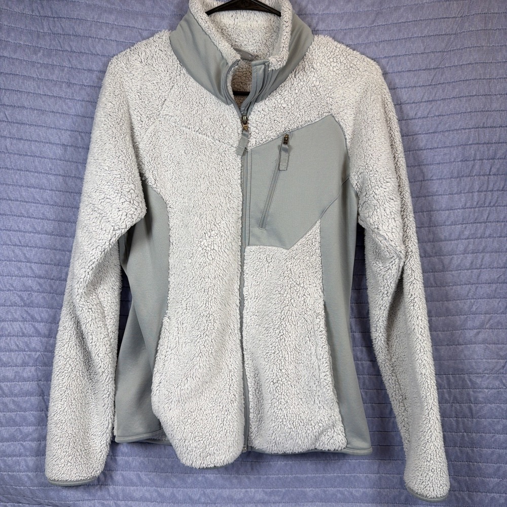 Columbia Womens Sherpa Fleece Jacket M Gray Full Zip Cozy Soft Outdoor